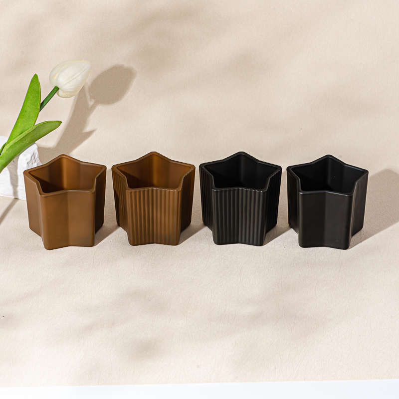 Wholesale Star Charm Black Glass Candle Jars Bulk Candle Holders