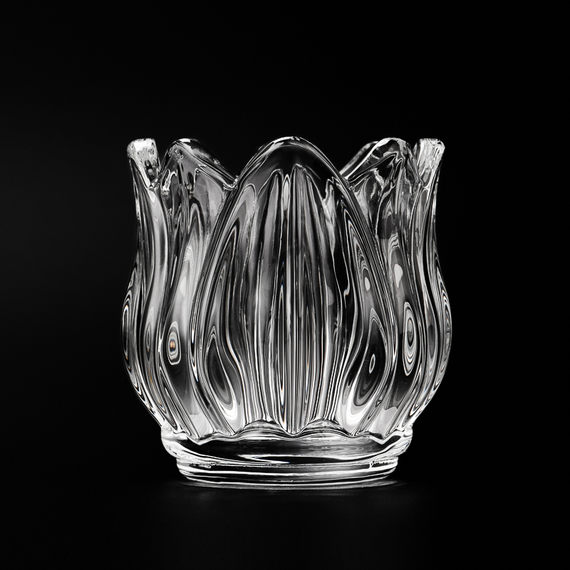 Barattoli di vetro per candele dal design unico a forma di fiore per realizzare candele