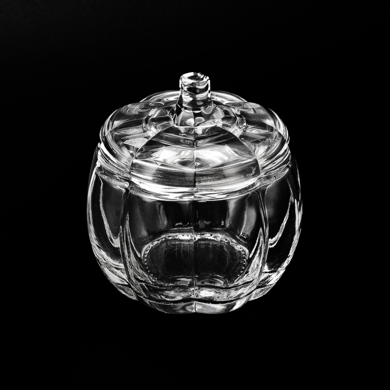 hot sale pumpkin Shaped Candle Glass Jar with Lid for Halloween