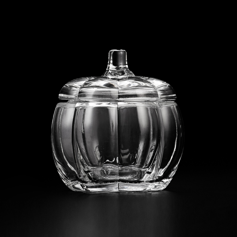 hot sale pumpkin Shaped Candle Glass Jar with Lid for Halloween