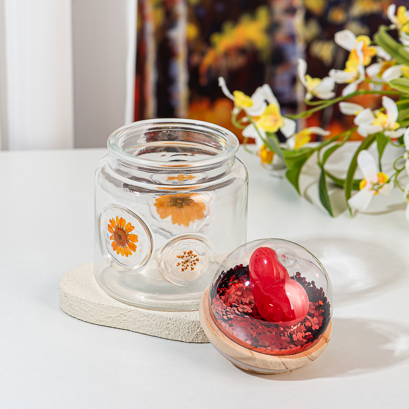 glass candle container glass candle jar with sealing dome lid - COPY - nipjl1