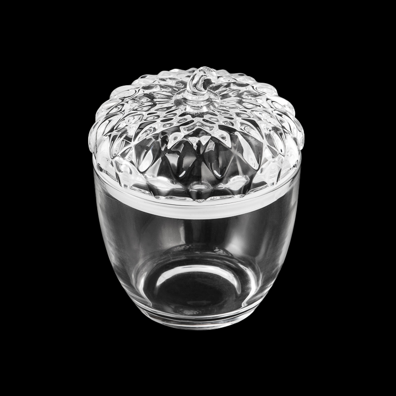 Tedarikçi 10oz 12oz çam kozalağı şekilli cam mum kavanozu, uyumlu cam kapaklı