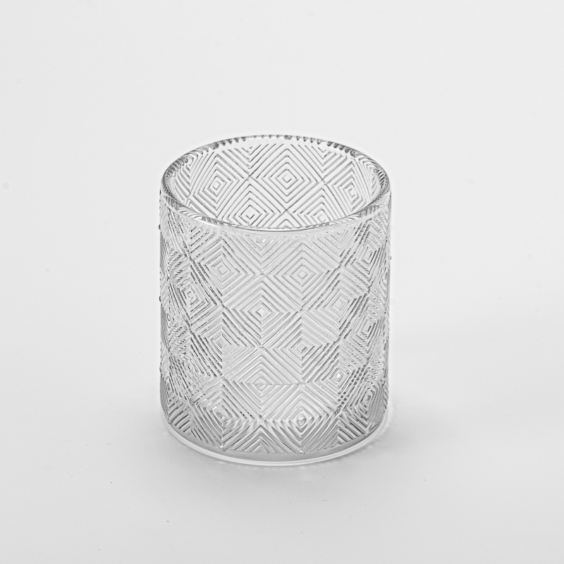 Luxusní textura Dekor Transparentní skleněná nádoba na svíčku pro výrobu svíček