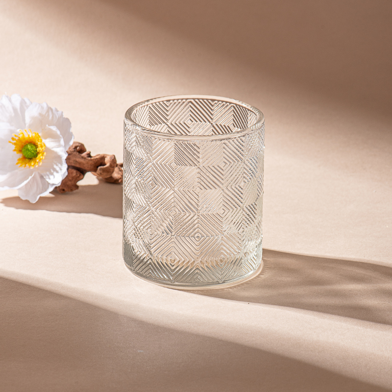 Luxury Texture Decor Transparent Glass Candle Jar for Candle Making Luxury Texture Decor Transparent Glass Candle Jar for Candle Making