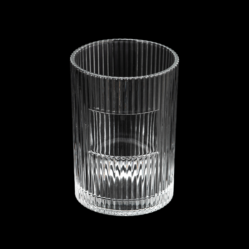 18oz striped glass candle holder candle jar with label area 18oz striped glass candle holder candle jar with label area