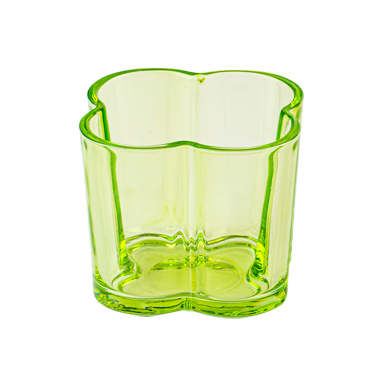 Wholesale 300ml custom color flower design glass candle jar with home decor
