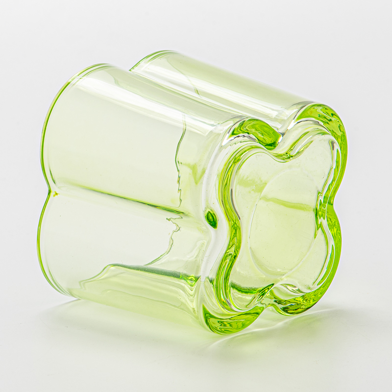 Wholesale 300ml custom color flower design glass candle jar with home decor