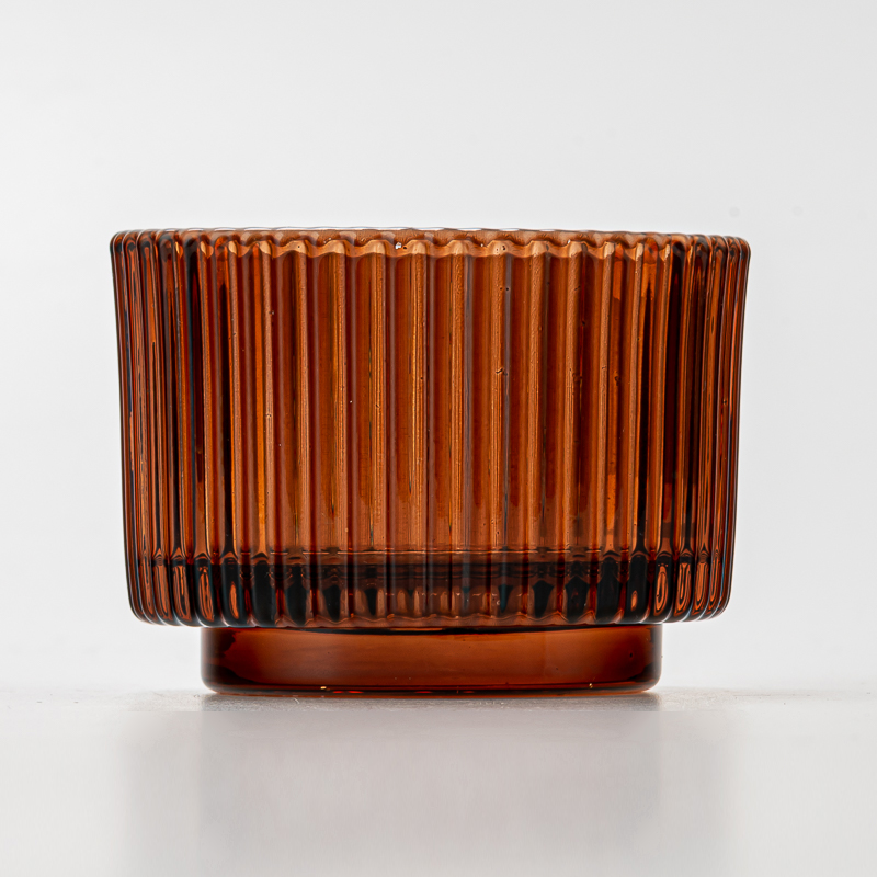 アンバーリボンガラスキャンドルホルダー