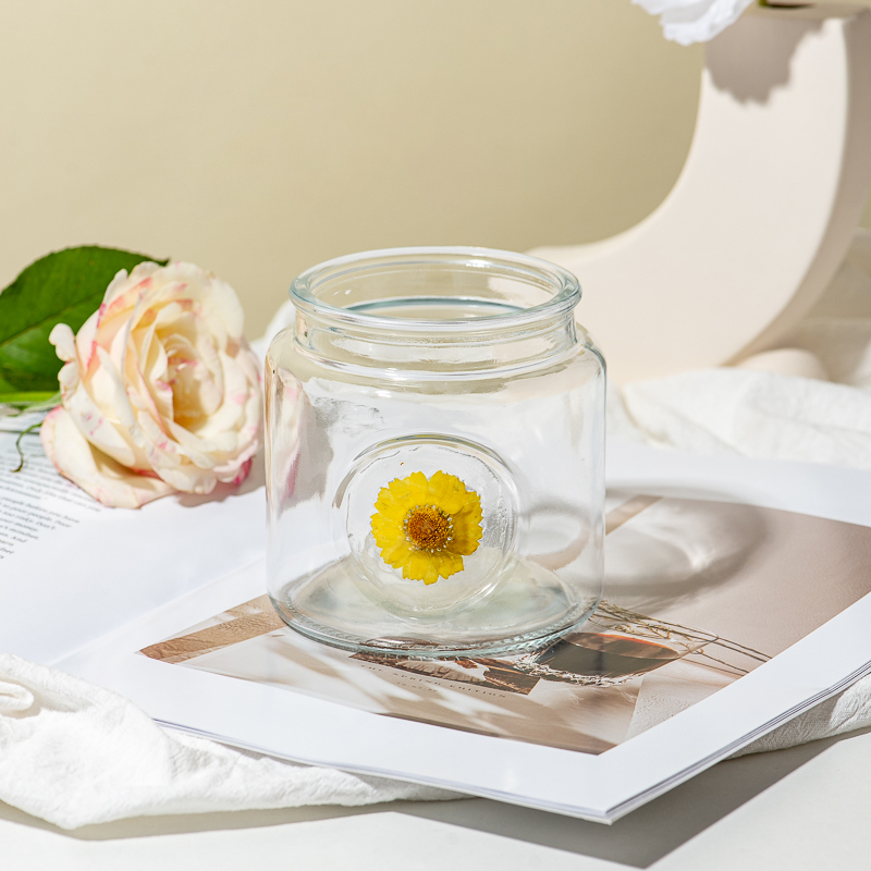 Creative Design Flower Decor Glass Jar Empty Candle Vessel Creative Design Flower Decor Glass Jar Empty Candle Vessel