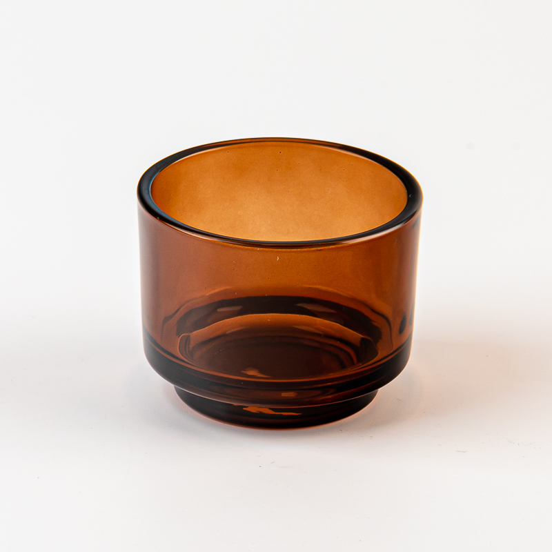 Großhandel 145 ml transparentes bernsteinfarbenes Glaskerzenglas mit Stufe