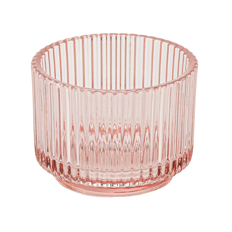  Pink Stripes color glass candle jar with step Valentine's Day