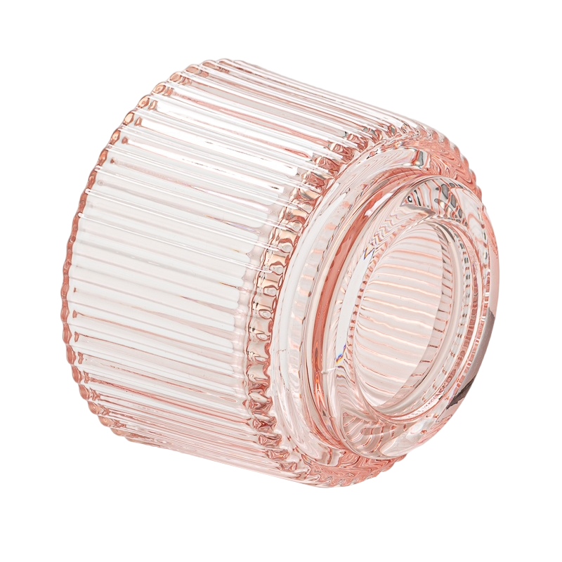  Pink Stripes color glass candle jar with step Valentine's Day