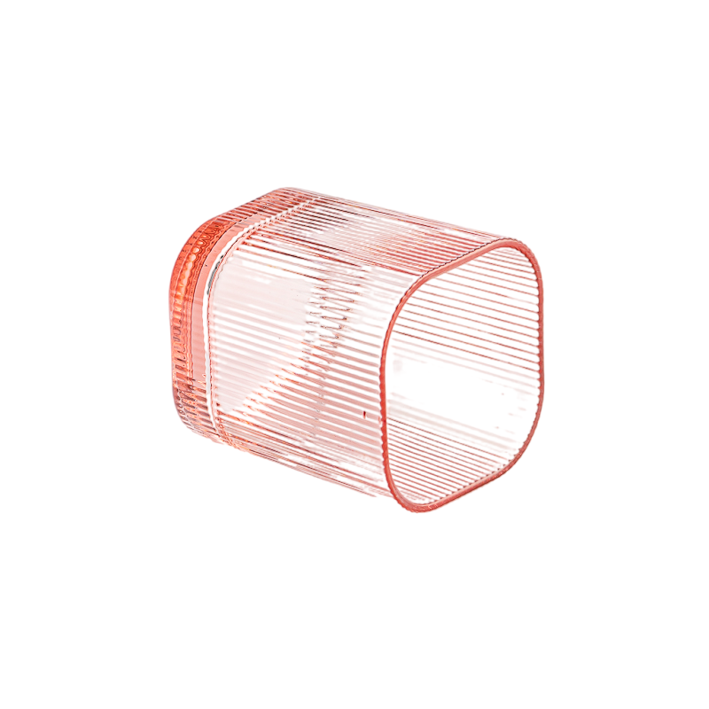Wholesale square Shape Stripe Glass Candle Vessel with Valentine's Day