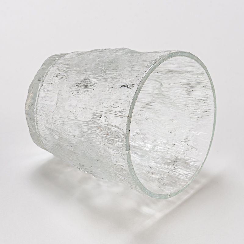 Luxury Embossed Finish Glass Cup Empty Candle Jar for Home Use