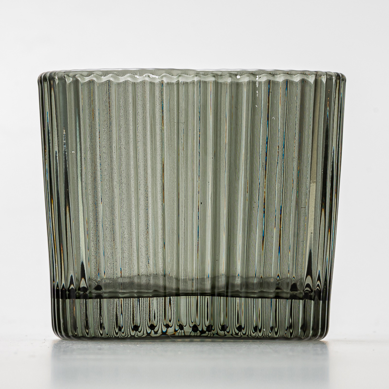 Heart Shape Stripe Design Glass Vessel Candle Jars for Wholesaling