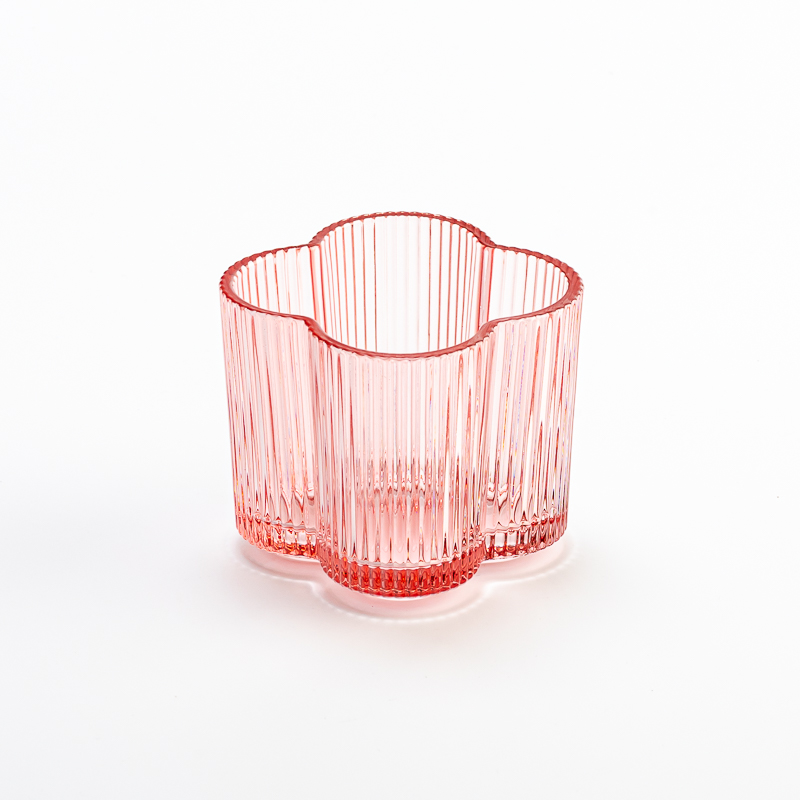 家居装饰 粉色花朵玻璃烛台