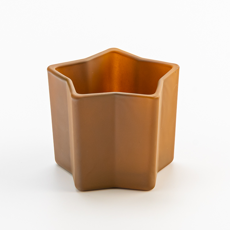 Home Decor Matte Light Brown Gold Marble Finish Glass Candle Jar for Scented Candle - COPY - k31kvn