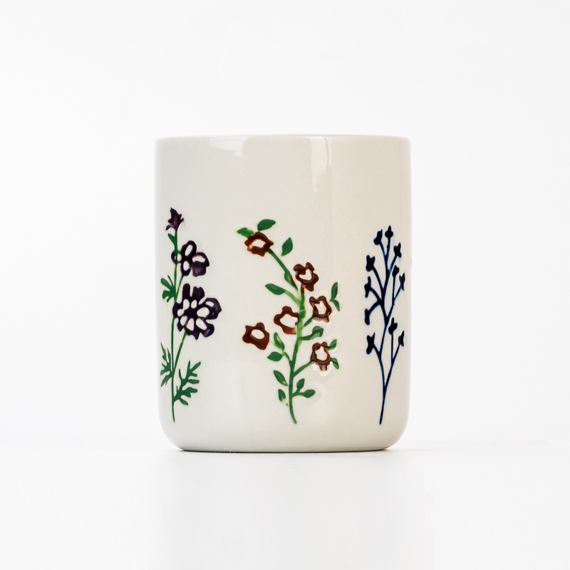 holiday flower artwork ceramic candle jar