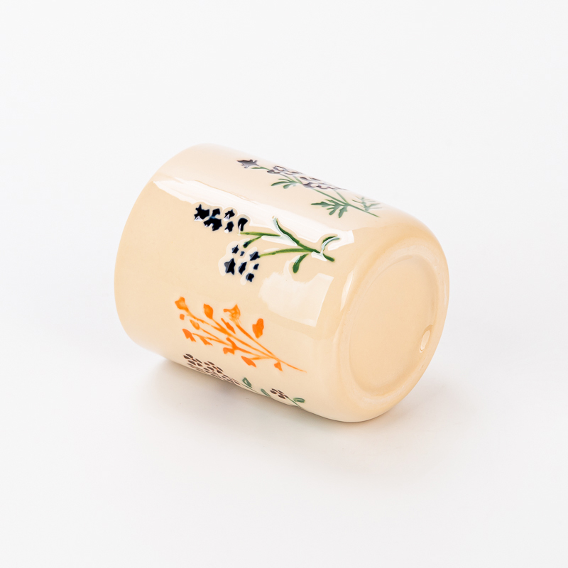 New Design Flower Pattern 480ml Ceramic Empty Candle Jar for Home Decor
