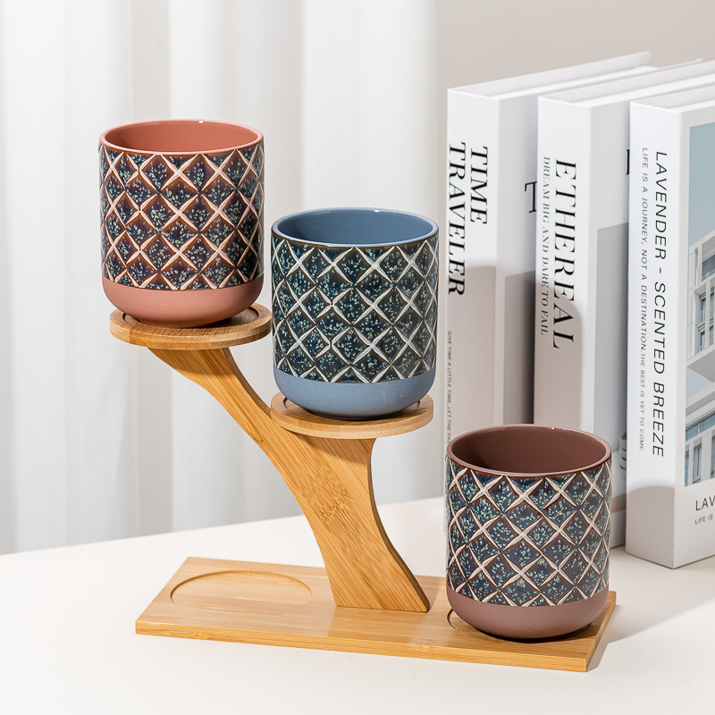 Pot de bougie en céramique vide à fond rond, Style à la mode, vente en gros, 480ml, pour verser la cire