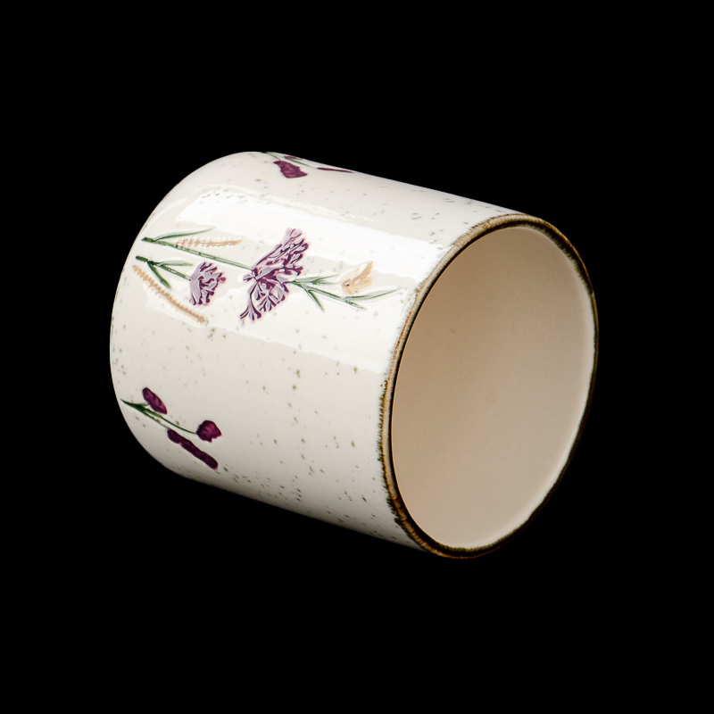 도매 170ml 사용자 정의 빈 꽃 패턴 세라믹 향기로운 양초 용기