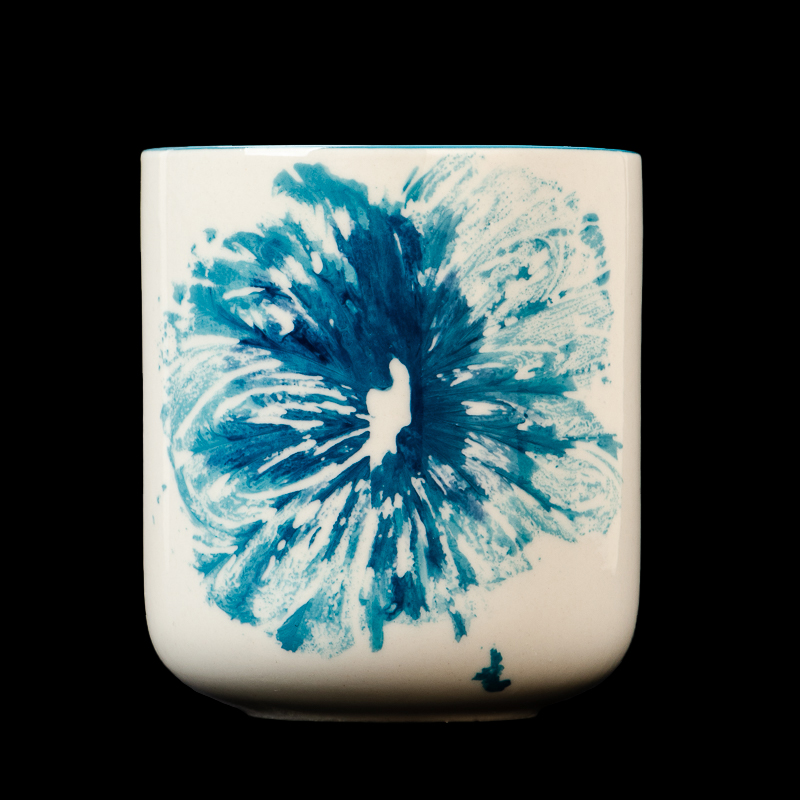 white and blue 11oz ceramic candle jar white and blue 11oz ceramic candle jar
