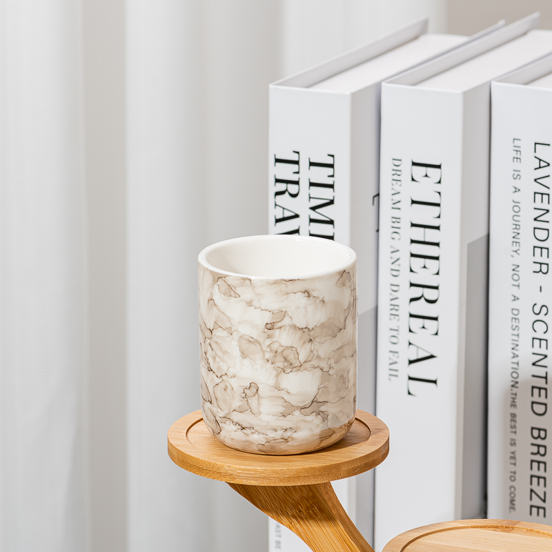 Hiasan Rumah Balang Lilin Seramik Glazed Anggun 4oz Kapal Seramik Lilin untuk Membuat Lilin