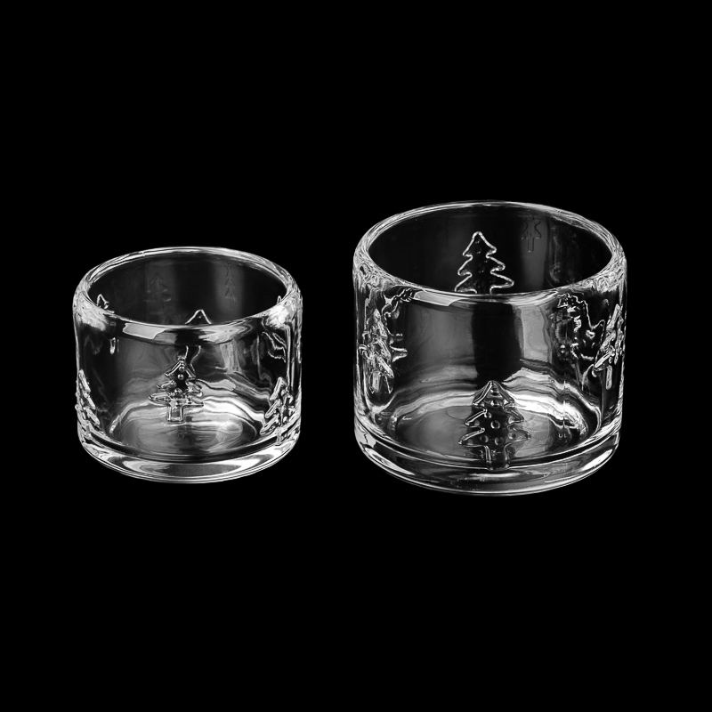 Christmas Tree Pattern Glass Candle Jars For Christmas Decoration