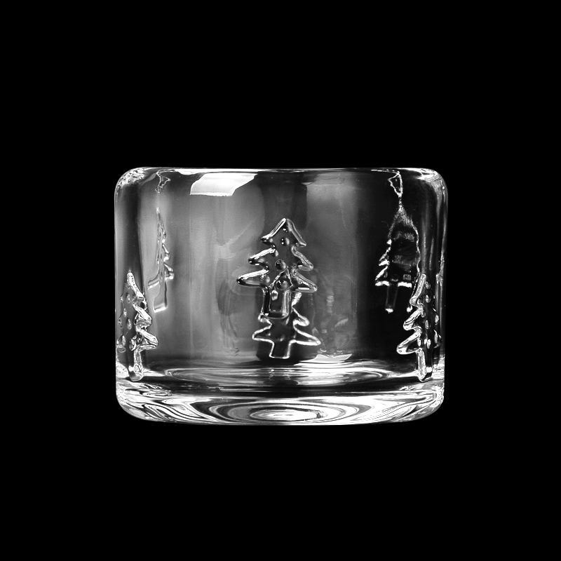 New Arrival Christmas Tree Pattern Glass Candle Holders For Party Decoration