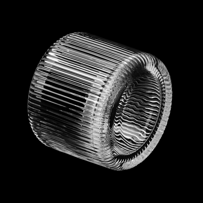 Großhandel 8 oz 10 oz gerippte Kerzengläser aus Glas