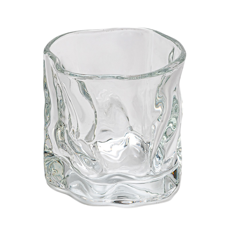 Wholesale Customized Twisted Glass candle jar 240ml Shot Glass Mug Whiskey Cup Drinking Water Glass