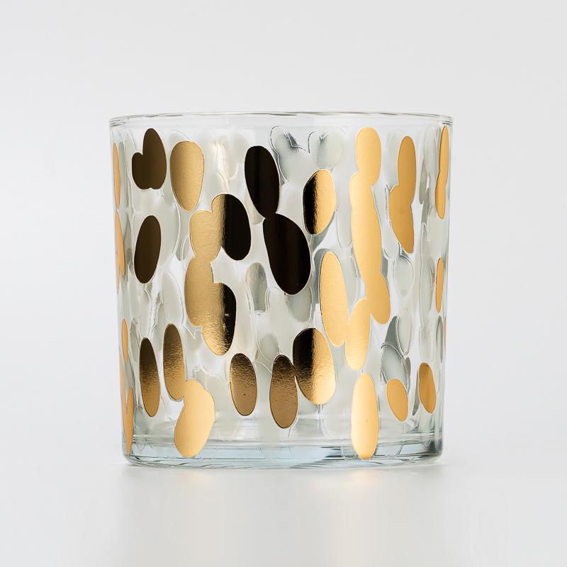 guld prikker mærkat print 14oz glas stearinlys krukke