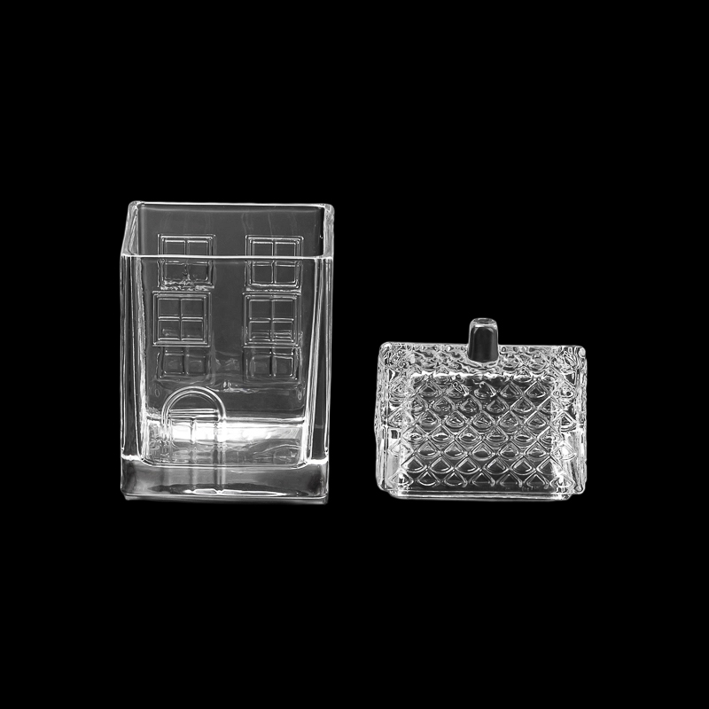 Wholesale 307ml House Shape Glass Candle Vessel