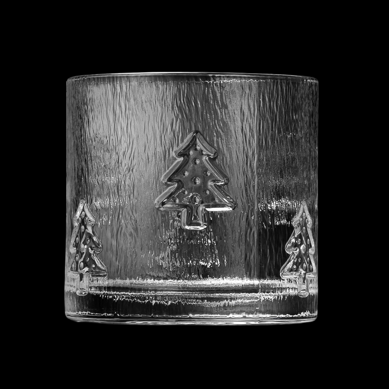 Modern Clear Glass Candle Jar with Unique Embossed Pattern Scented Candles Home Decor Festive Christmas Easter Parties