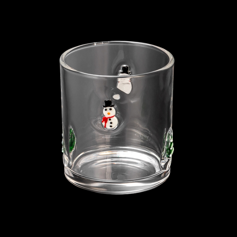 Snowman Pattern Glass Candle Jars Para sa Dekorasyon ng Pasko