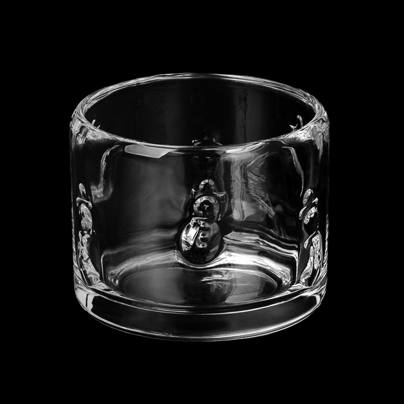 holiday 8oz embossed artwork glass candle jar