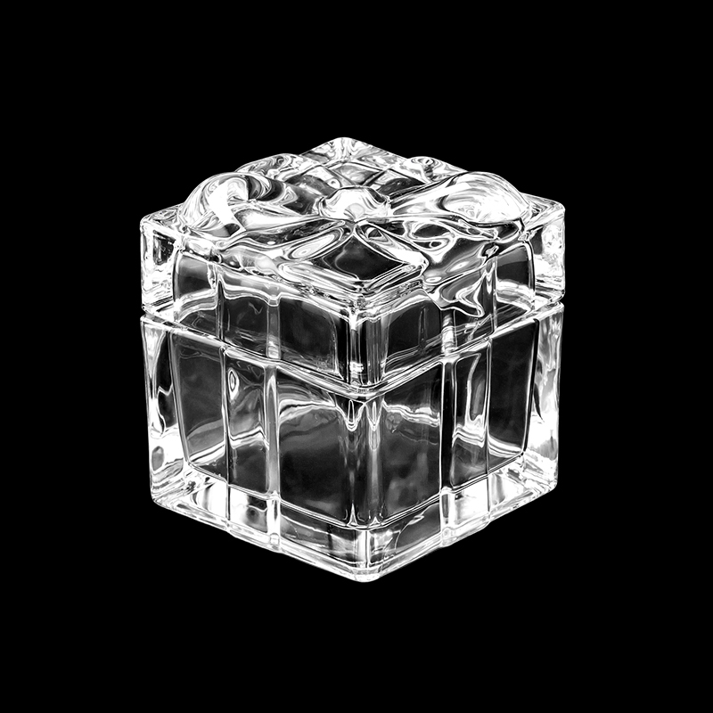 Luxury Style Square Glass Candle Jar with Glass Cover 4oz Custom Color for Wedding Decorations Gift Set Home Decor