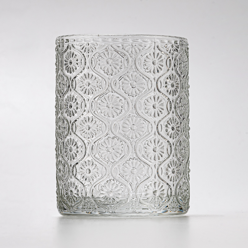 Wholesale 250ml Straight Line Special Pattern On Glass Candle Vessel