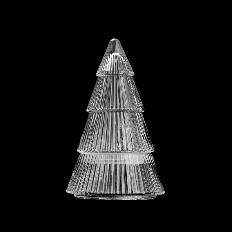 Supplier 340ml Luxury Newly Christmas Tree Shape Glass Candle Jar & Matched Glass Lids & Silicone in - COPY - o959ue