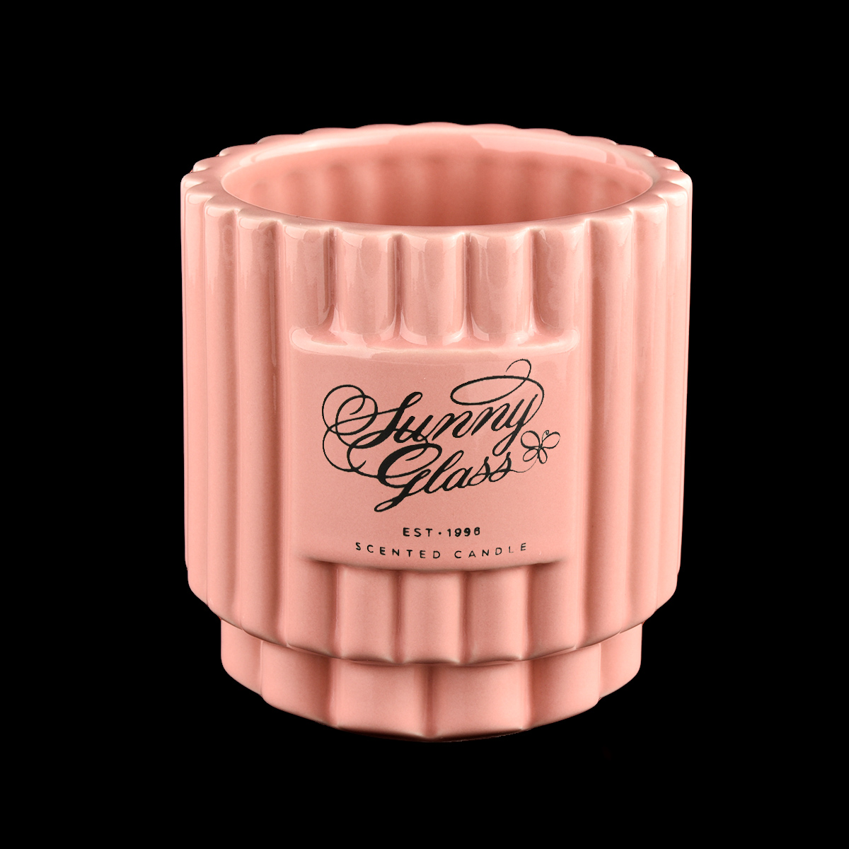 Tarro de vela de cerámica con forma de flor rosa para decoración del hogar
