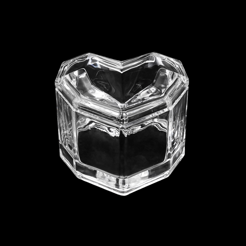 home decor small size heart shape glass candle jar with lid
