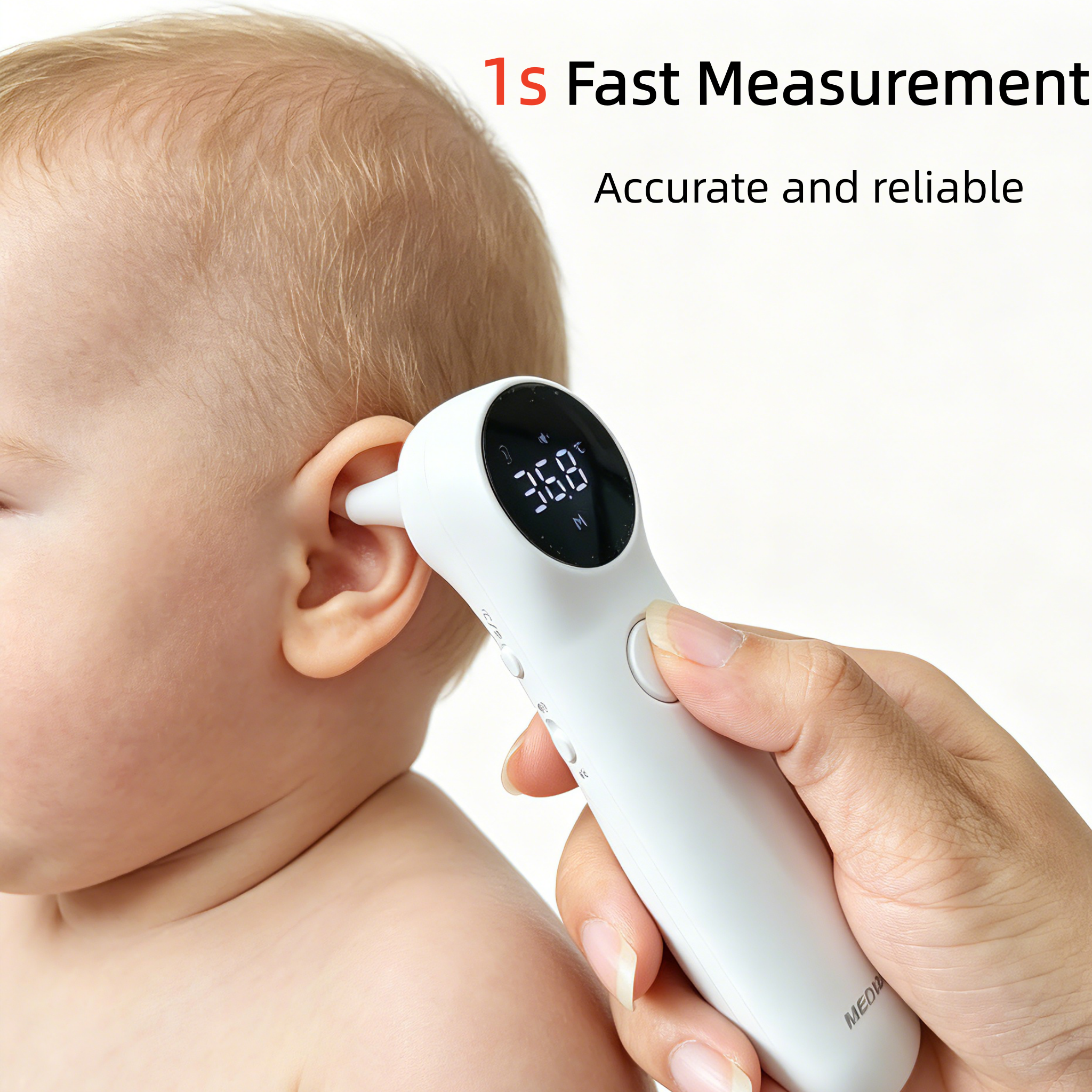 Digitales berührungsloses Ohrthermometer, Infrarot-Sensor, schnelle Messung der täglichen Gesundheitstemperatur zu Hause, LED-Anzeige