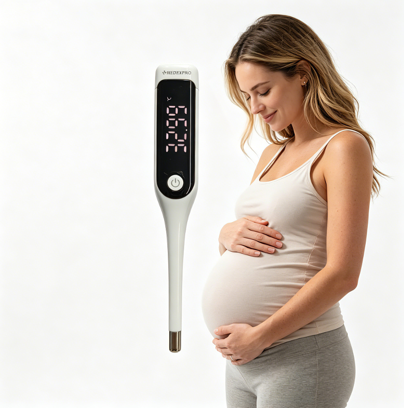 Bluetooth LED Large Screen Basal Body Thermometer Waterproof Electronic Ovulation Thermometers High Precision Type-C Charging - COPY - 2jj2oq