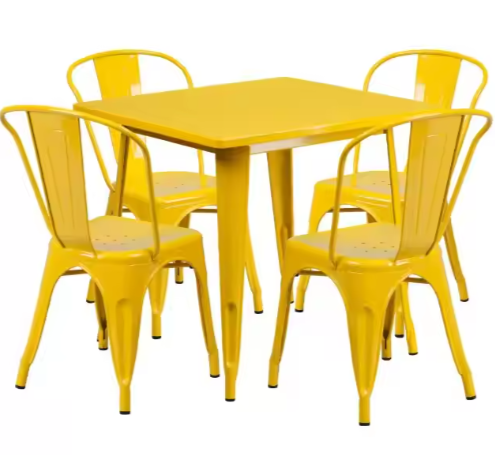 Modern Commercial Restaurant Metal Chair in Red Blue Green Orange for Dining & Living Room Industrial Table