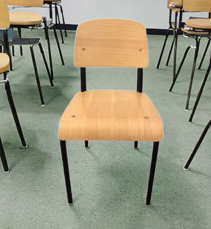 2025 School Chairs with Cheap Metal Frame Wooden Seat Durable School Desk Chairs