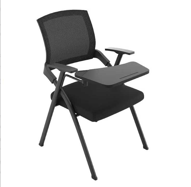 Office Training Folding Chair Furniture Staff Stackable Mesh Office Training Chair With Plastic Writing Pad