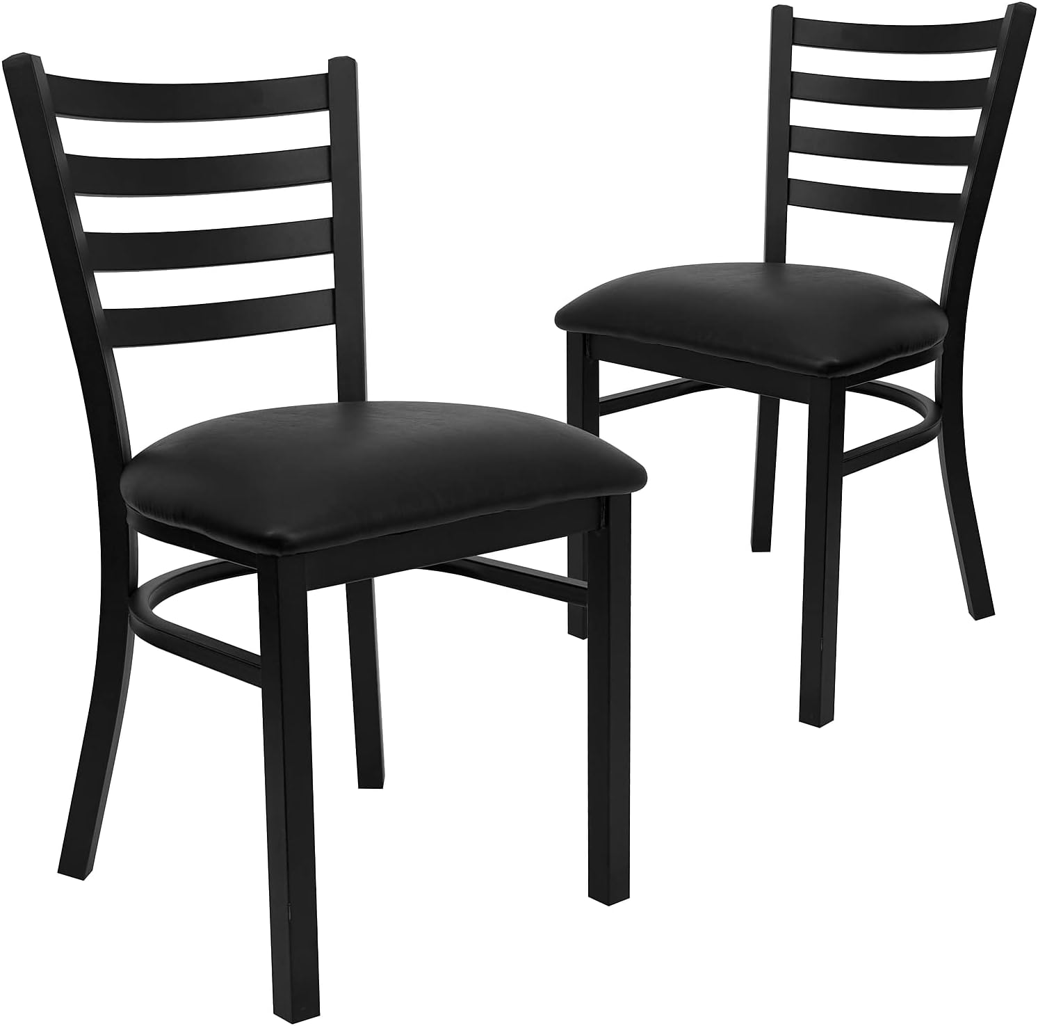 Black metal chair with metal frame PVC seat Manufacturer