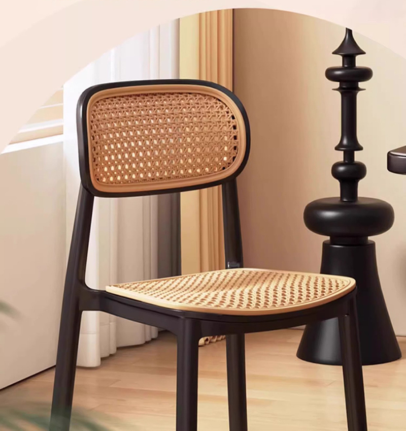 Plastic Rattan Modern Dining Chair Breathable Backrest Outdoor Picnic Stool for Home and Commercial Use
