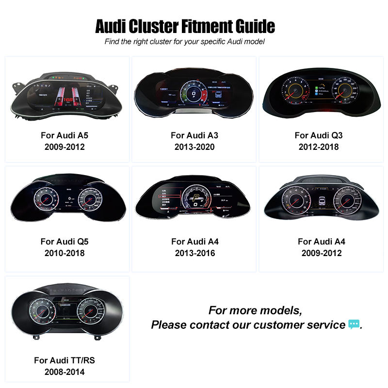 อัพเกรดใหม่ Linux Dashboard LCD Digital Speedometer แผง Cluster สำหรับ Audi TT TTS 2009-2013 สำหรับ Auto Meter