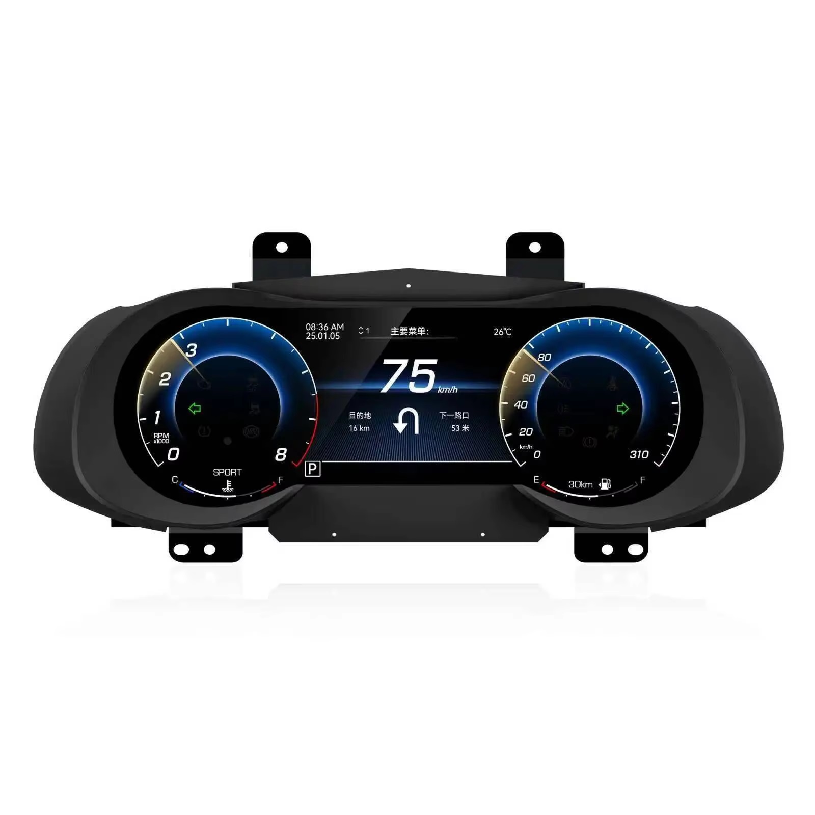 12.3 英寸汽车数字仪表板适用于玛莎拉蒂 Quattroporte 2013-2023 年 LCD 仪表板驾驶舱多个 UI 车速表